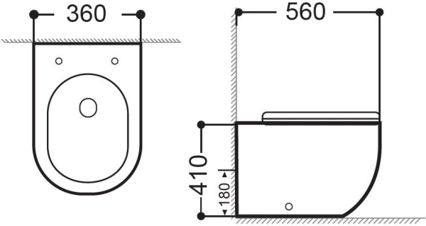 Биде приставное Aquanet Cetus Cetus 2.0 B1 керамика, цвет белый