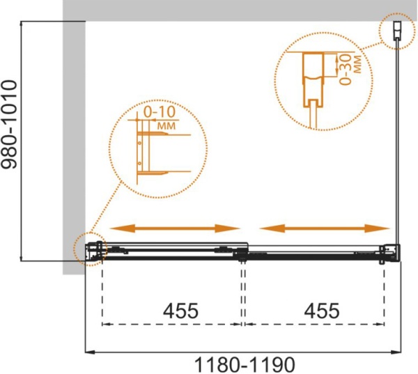 Душевой угол Cezares TANDEM-SOFT-AH-2-120/100-C-Cr-IV 120x100