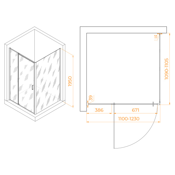Душевой угол RGW Passage PA-078 350807811-11 квадратный 110x110 стекла прозрачные, профиль хром