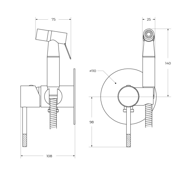 Гигиенический душ Cezares Relax RELAX-DIF-01 встраиваемый в стену хром