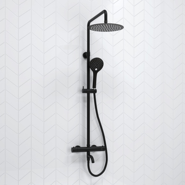Душевая система со смесителем Wasserkraft  A288.258.078.BM Thermo монтаж настенная с термостатом черный