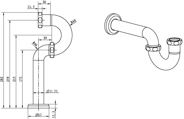 Сифон для раковины Boheme Brillante 609 для раковины, латунь