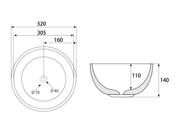 Раковина  круглая Abber Bequem AC2106 фаянс цвет белый