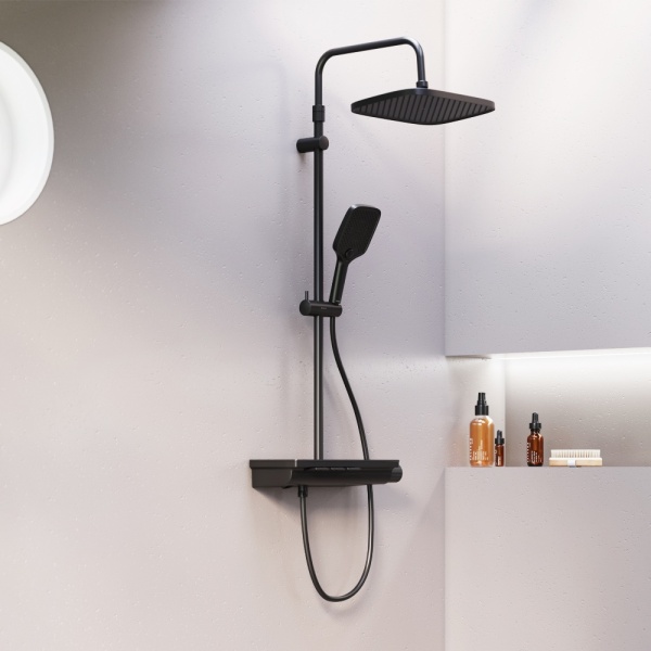 Душевая система со смесителем Damixa Gala 953760300 монтаж настенная с термостатом черный матовый