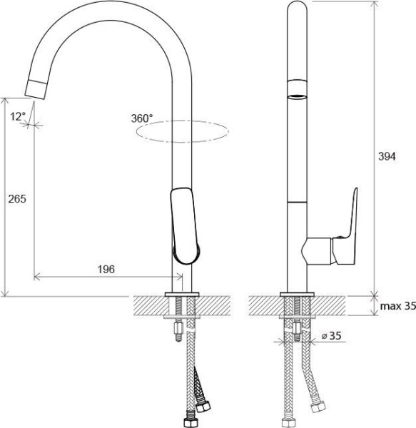 Смеситель для кухни Ravak Classic X070085 без подключения к фильтру хром