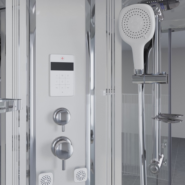 Душевая кабина с крышей Niagara Ultra NG-701-01 четверть круга  90x90 стекла прозрачные с узором, профиль хром