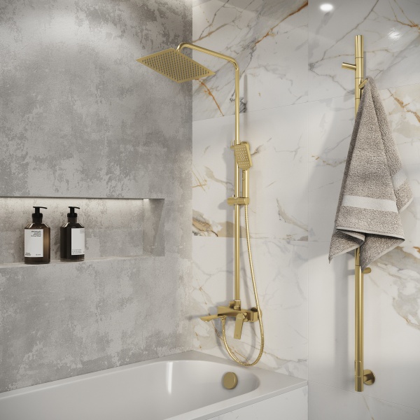 Душевая система со смесителем Grossman Cosmo 500.K35.02.320 монтаж настенная без термостата матовое золото