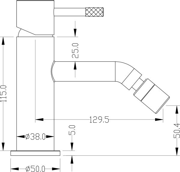 Смеситель для биде Boheme Uno 466-SGM латунь Shine Gun Metall