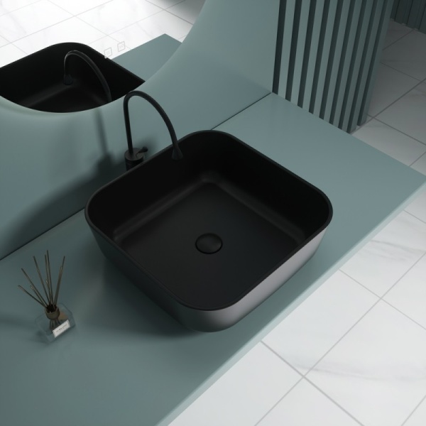 Раковина  квадратная  Esbano ERCINA-N ESRNERCINMB фаянс цвет черный матовый
