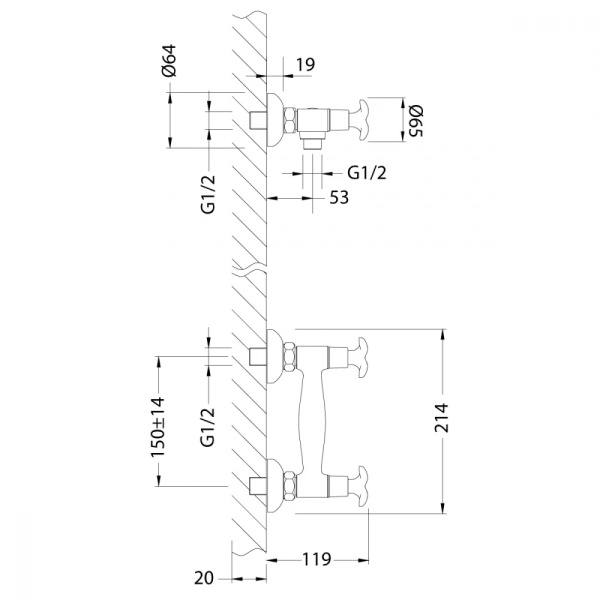 Смеситель для душа Lemark Partner LM0103C  
 хром