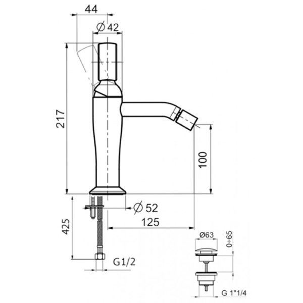 Смеситель для биде Webert Opera OA840102560 латунь черный