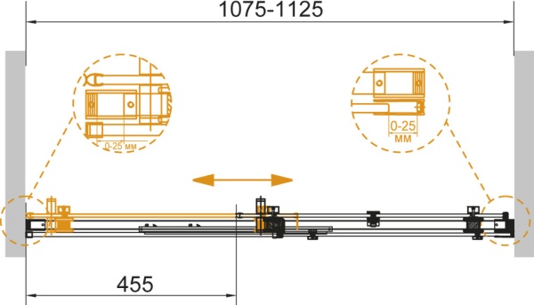 Душевая дверь Cezares STYLUS-SOFT-BF-1-110-C-Cr  раздвижные