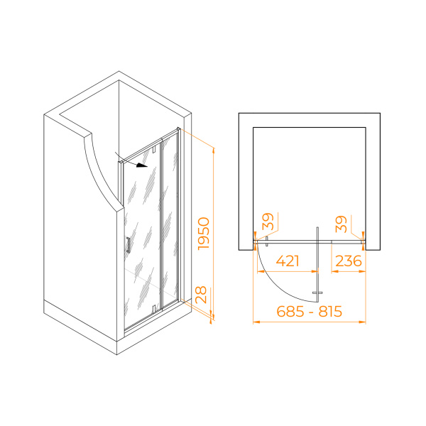 Душевая дверь RGW Passage PA-008 350800878-11 70 см стекла прозрачные, профиль хром