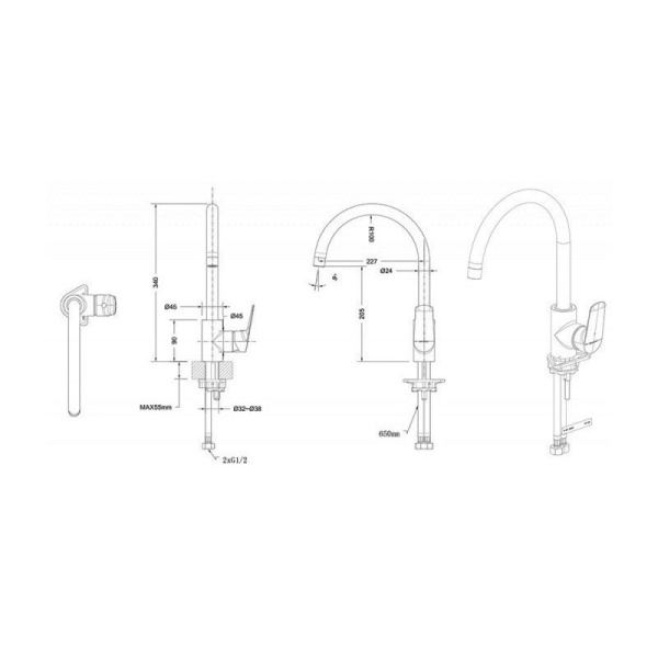 Смеситель для кухни Bravat Rhein F7429564CP-ENG без подключения к фильтру хром