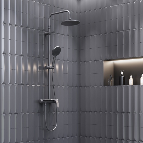 Душевая система со смесителем Damixa Jupiter 977780300 монтаж настенная без термостата черный матовый