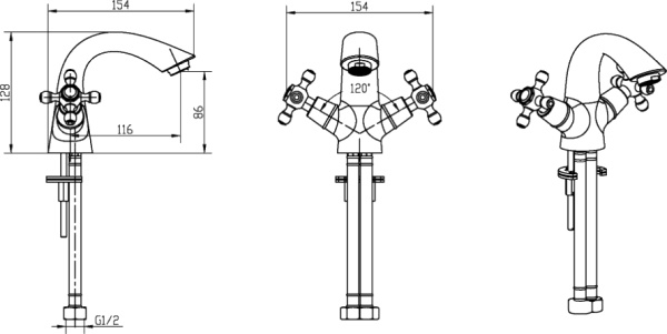 Смеситель для раковины Boheme Tradizionale Chromo 271 хром