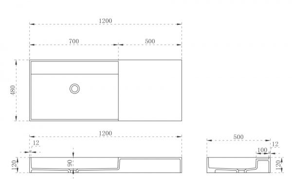 Раковина  прямоугольная Abber STEIN AS2628 искусственный камень цвет белый матовый
