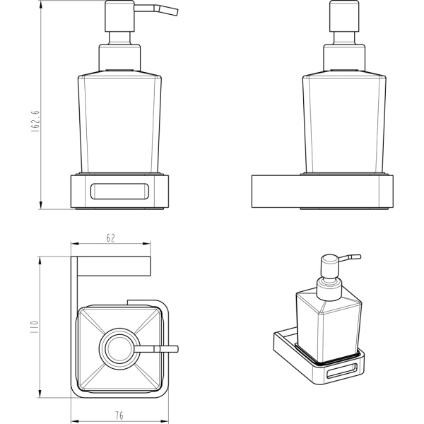 Диспенсер для мыла Boheme Q 10957-G