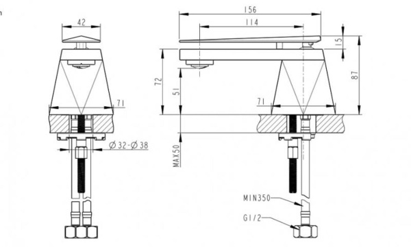 Смеситель для раковины Bravat Diamond F118102G-ENG золото