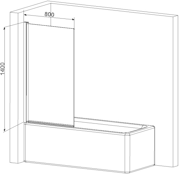 Шторка для ванны распашная  Am.Pm Gem W90BS-D080-140CT 80 см, стекла прозрачные, профиль хром