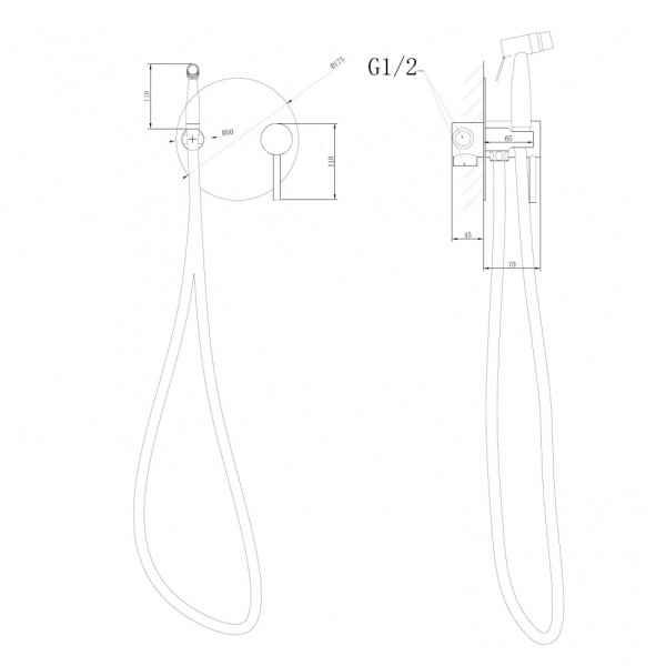 Гигиенический душ Abber Emotion AF8826G встраиваемый в стену матовое золото