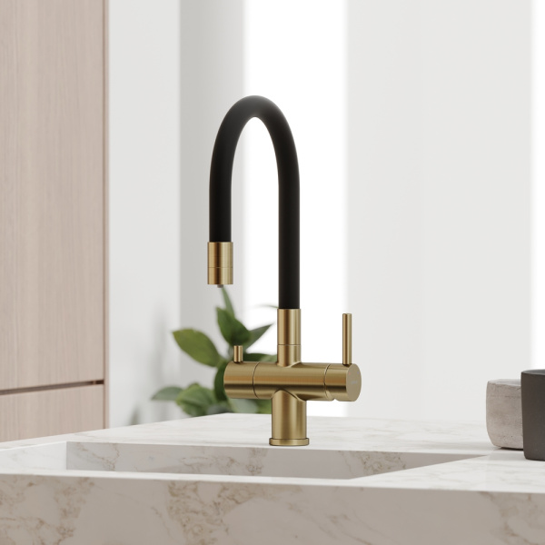 Смеситель для кухни Sancos Lucia SC4004BG с подключением к фильтру брашированное золото