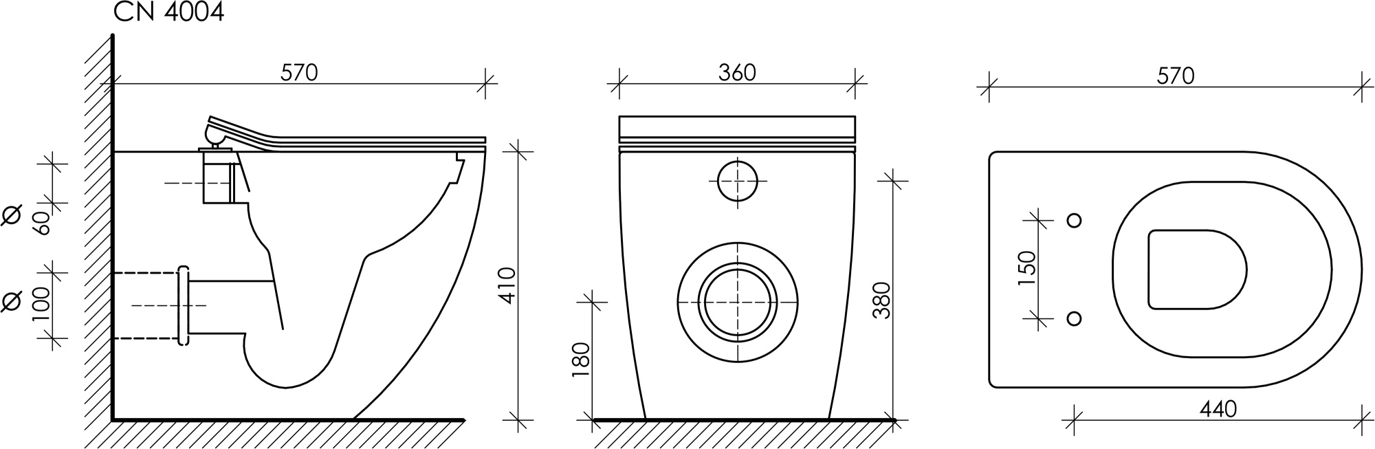 Унитаз приставной Ceramica Nova Metropol CN4004 Rimless фарфор белый