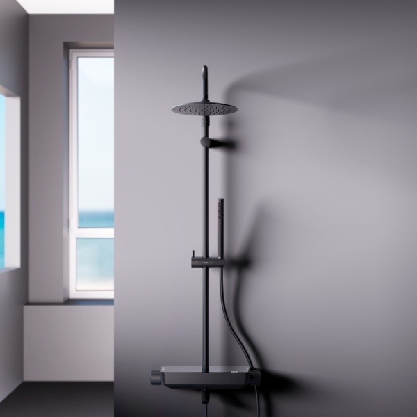 Душевая система со смесителем Damixa Scandinavian Pure 936730300 монтаж настенная без термостата черный матовый