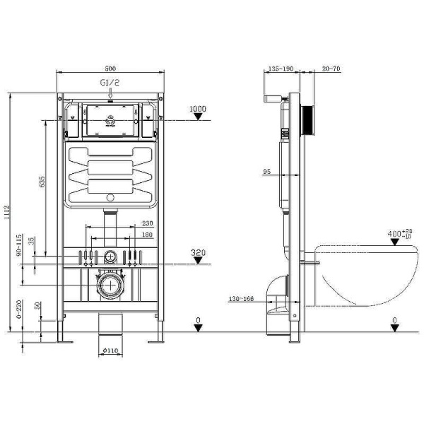 Инсталляция для подвесного унитаза Allen Brau Pneumatic Pro 9.11101.20 пневматическая
