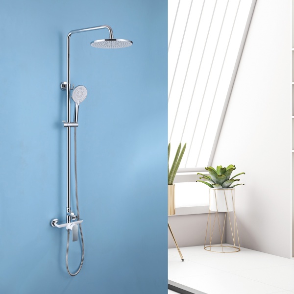 Душевая система со смесителем Abber Weiss Insel AF8020W монтаж настенная без термостата белый-хром