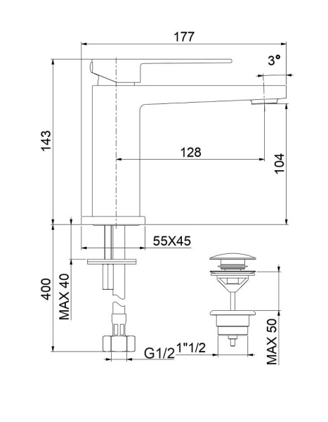 Смеситель для раковины Webert Pegaso PE830102010 золото