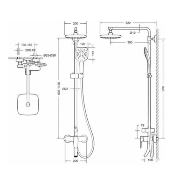 Душевая система со смесителем Bravat Source F6173218CP-A-ENG монтаж настенная без термостата хром