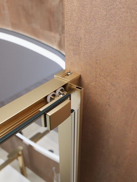 Душевой угол Cezares Lux LUX-A-FS-1-90-C-BORO квадратный 90x90 стекла прозрачные, профиль брашированное золото