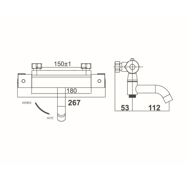 Смеситель для ванны или душа D&K Bayern DA2153201 настенный 
с термостатом хром