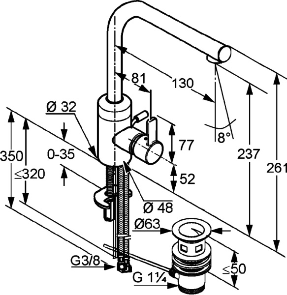 Смеситель для раковины Kludi Zenta 382940575 хром