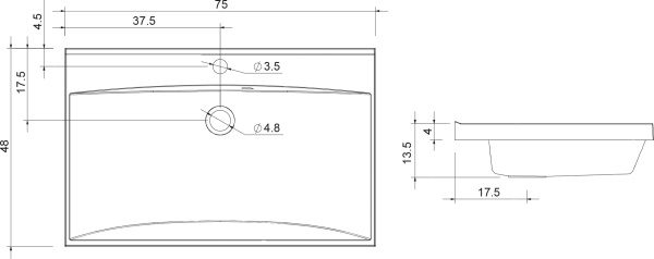 Раковина накладная прямоугольная Aquanet Нота 281221 960 цвет белый