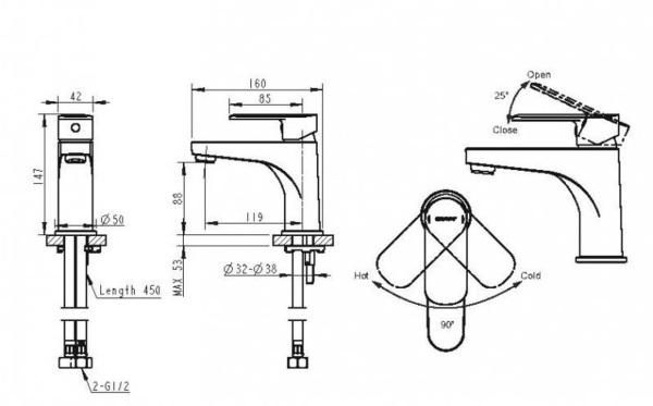 Смеситель для раковины Bravat Louise TF1191183CP-RUS хром