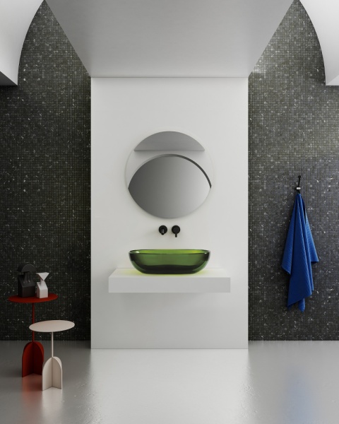 Раковина  овальная Abber Kristall AT2805Emerald полиэфирная смола цвет зеленый