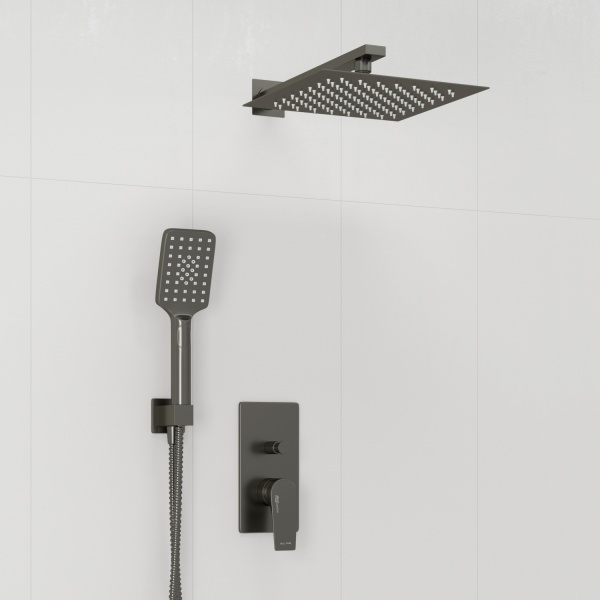 Душевая система со смесителем Wasserkraft  A84202 монтаж встраиваемая в стену без термостата оружейная сталь