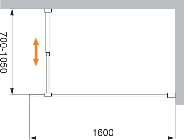 Душевая перегородка Cezares Liberta LIBERTA-L-1-160-C-Cr  см, стекла , профиль 