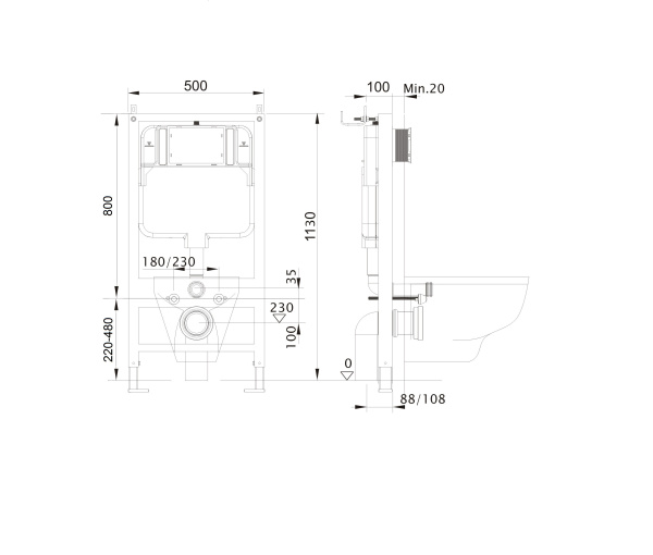 Инсталляция для подвесного унитаза Акватек Standart INS-0000012 механическая