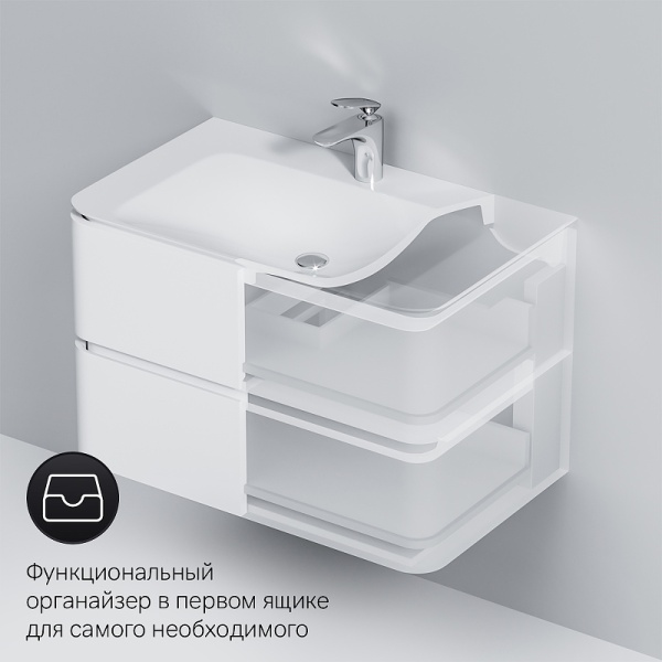 Тумба под раковину подвесная Am.Pm Sensation M30FHX0802WG  80 см  2 ящика цвет белый лак 