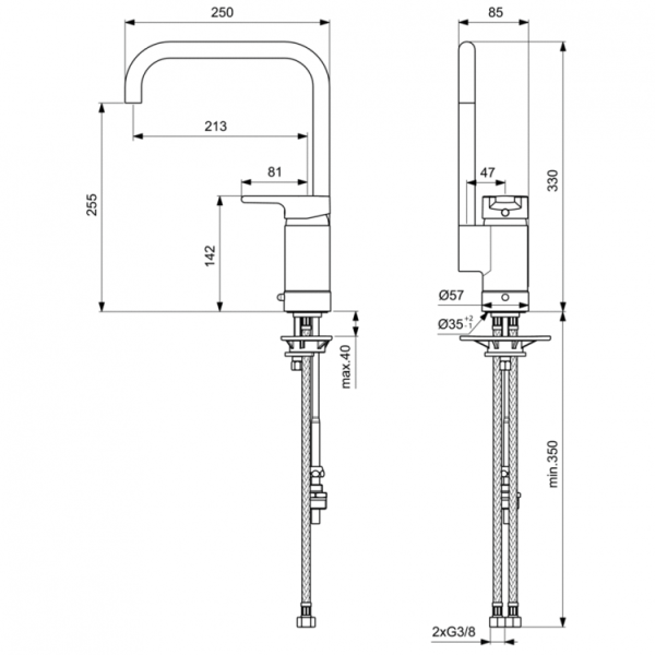 Смеситель для кухни Ideal Standard Active B8087AA без подключения к фильтру хром
