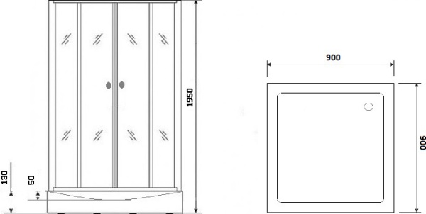 Душевой угол Niagara Eco NG-009-14QT 90x90 стекла тонированные, профиль черный