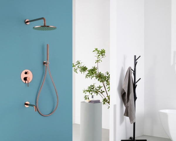 Душевая система со смесителем Abber Kreis AF8117RG монтаж встраиваемая в стену без термостата розовое золото