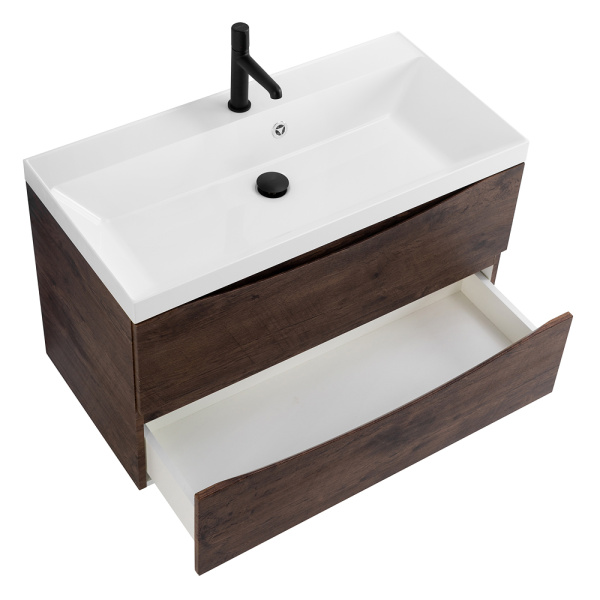 Тумба под раковину подвесная BelBagno Marino MARINO-900-2C-SO-RW-P 90 см  2 ящика цвет Rovere Moro 