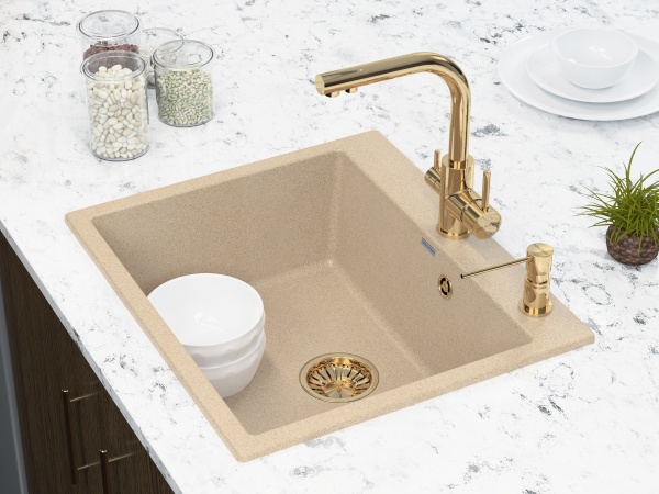 Смеситель для кухни Paulmark Essen Es213011-G с подключением к фильтру золото