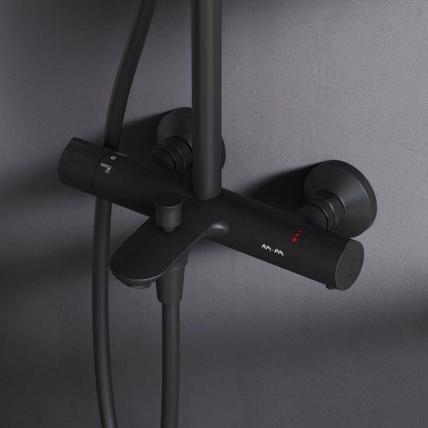 Душевая система со смесителем Am.Pm Like F0780522 монтаж настенная с термостатом черный