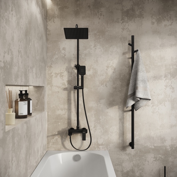 Душевая система со смесителем Grossman Cosmo 500.K35.02.210 монтаж настенная без термостата черный матовый