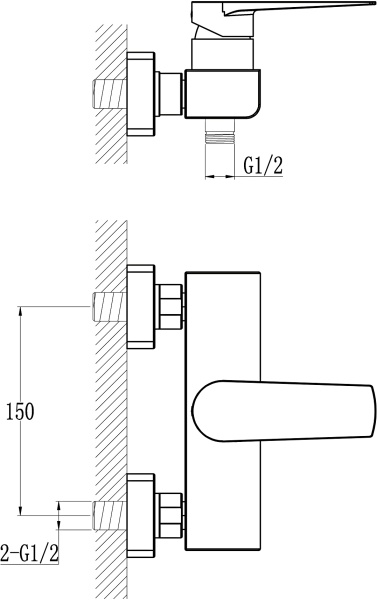 Смеситель для душа BelBagno Carin CAR-ESDM-CRM настенный 
без термостата хром